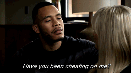 man asking his wife about cheating