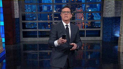 Stephen Colbert using remote to turn off TV gif - sleep tips for success