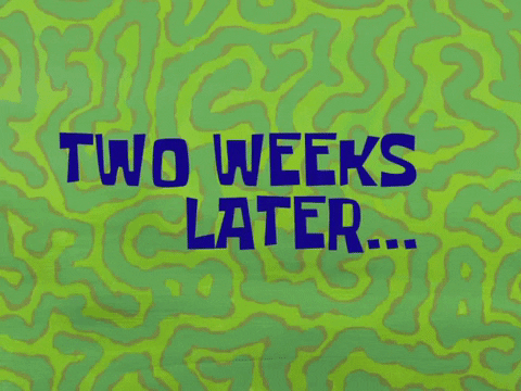GIF Bob l'éponge : carton « Two weeks later… »