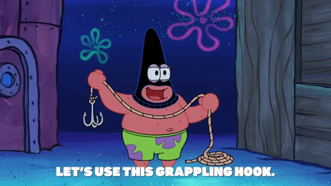 Patrick with grappling hook