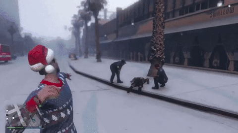 guerra de bolas de neve acontecendo no jogo GTA Online, uma plataforma de metaverso