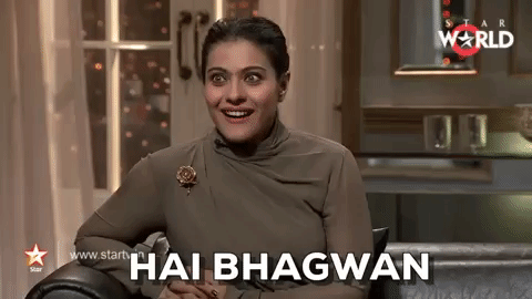Attribution: [Image description: A woman is looking shocked and saying, 'Hai Bhagwan'] Via Giphy.