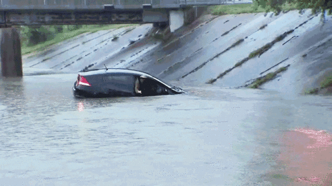 Flooded car in Houston