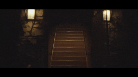 Stairwell with light flickering.