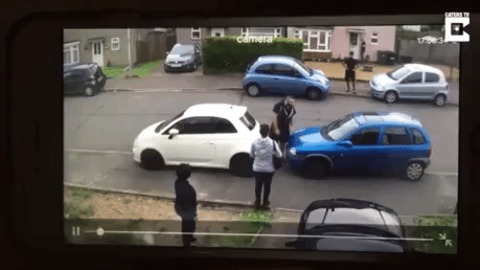 Man Moving Car With Strength