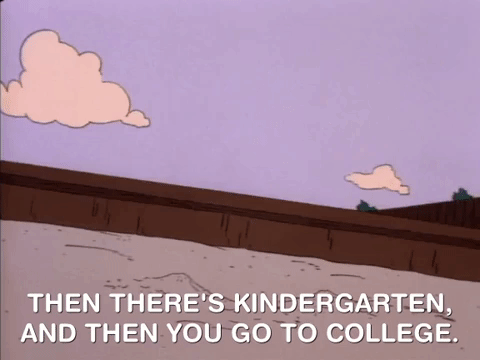 Gif of Tommy and other character from Rugrats on train tracks