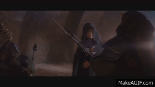 Luke Skywalker using the choke hold on a guard. 