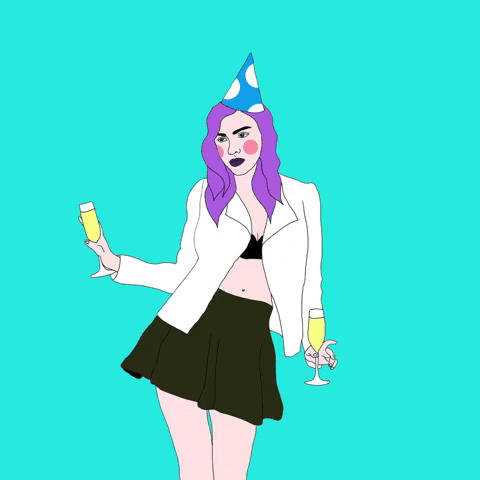 Drunk New Year GIF by Kim Campbell