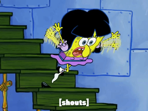 spongebob with black wig