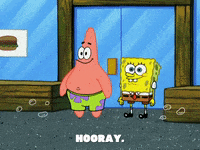 An excited SpongeBob