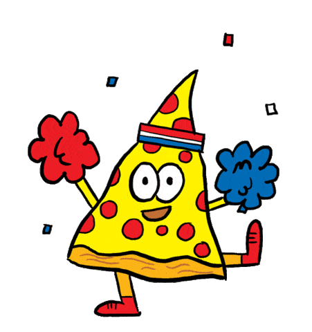 Excited Pizza Sticker by Jon Burgerman