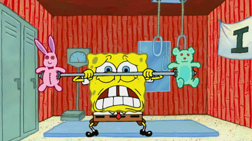 SpongeBob SquarePants spongebob training lifting weights