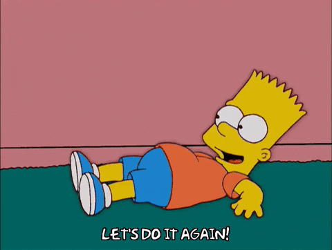 Bart Simpson sits up and says