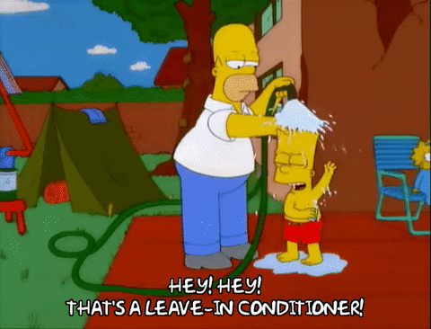 an image of Bart Simpson using a leave-in conditioner
