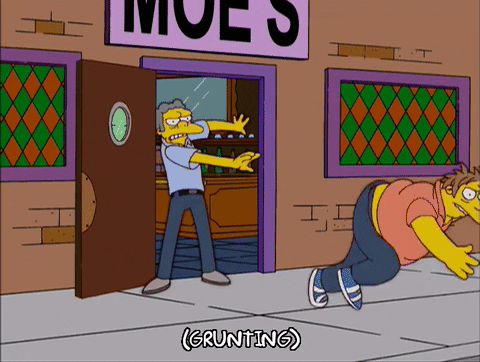 Moe Throwing Barney Out of his Bar