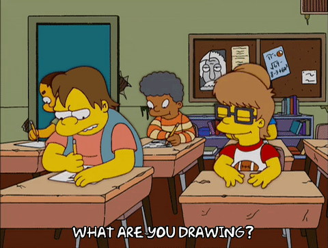Simpsons in the classroom "What are you drawing?"