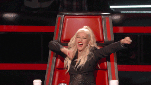 Christina Aguilera celebrating
