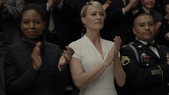 Robin Wright Applause GIF by House of Cards - Find & Share on GIPHY