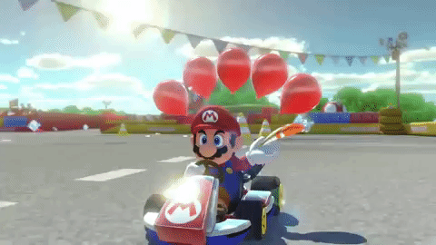 Gif showing the Mario Kart race track