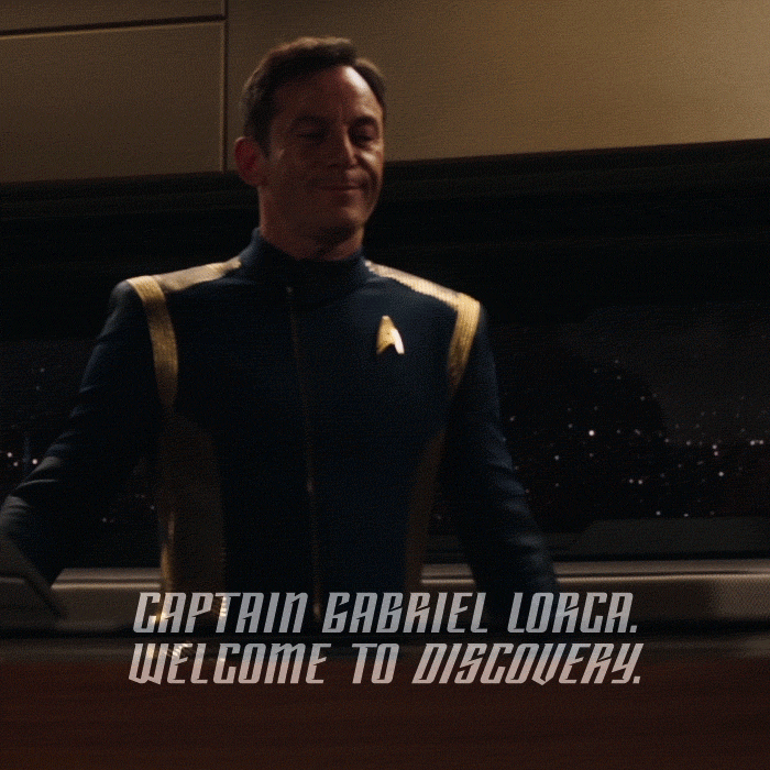 Captain Lorca introducing himself while making an announcement. Captain Lorca introducing himself while making an announcement.