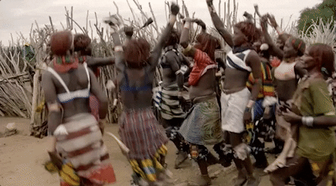 Tribe dancing in celebration