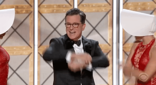 Image result for stephen colbert emmys gif