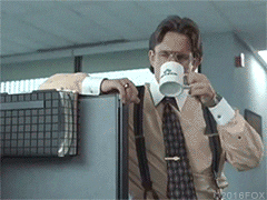 Gif of a man slowly drinking a cup of coffee. -- build staff culture