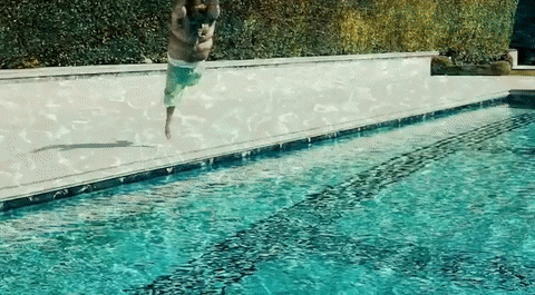 Diving into a pool