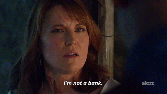 Gif of a woman saying "I'm not a bank."