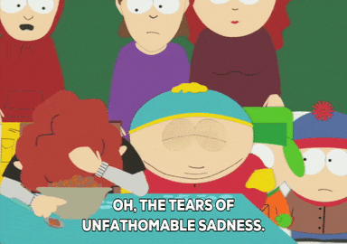 Image result for cartman drinks tears gif