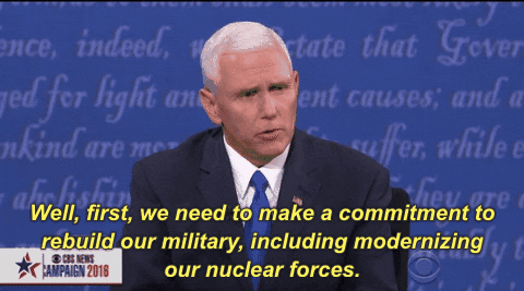 Election 2016 debate mike pence vp debate 2016 we need to make a commitment to rebuild our military including modernizing our nuclear forces GIF