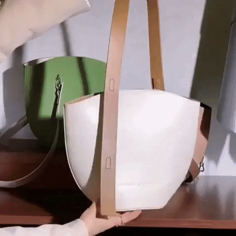 leather bucket bag with removable purse