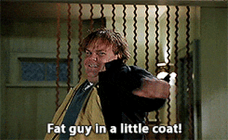 Image result for fat guy in a little coat gif