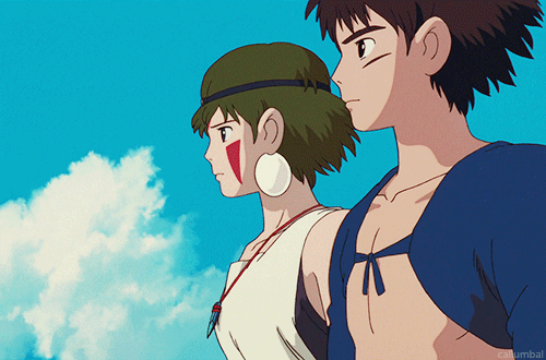 Princess Mononoke San And Ashitaka Hugging