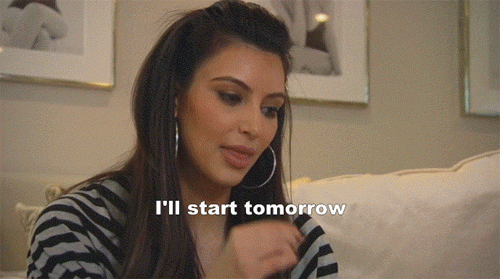 reactions kim kardashian eating lazy procrastination