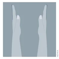 Two open hands with small hearts floating up