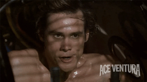 Ace Ventura sweating