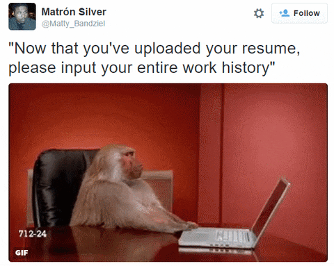 finding a job: monkey pushing laptop away 