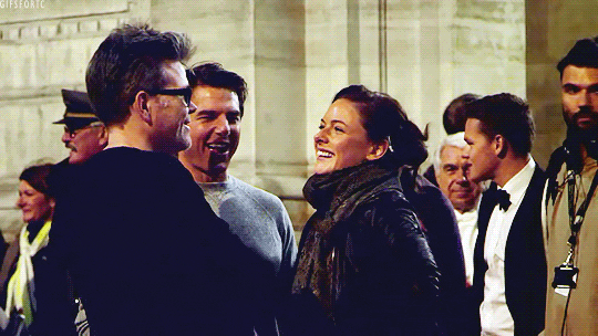 Image result for tom cruise rebecca ferguson gif