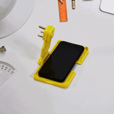 6498 Multi-Purpose Wall Holder Stand for Charging Mobile Just Fit in Socket and Hang (Yellow)