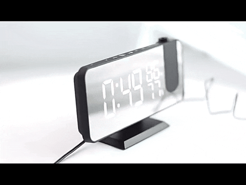 Despertador digital com projeção de tempo de 180 °