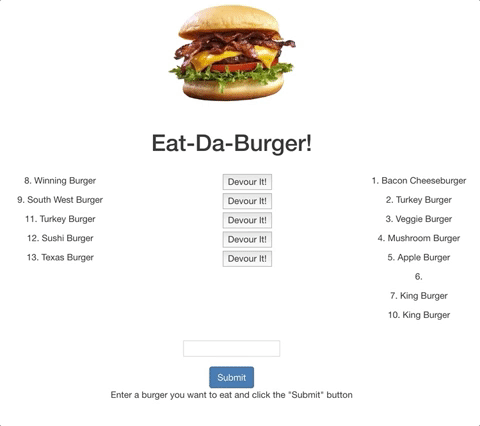 Gif runthrough for eat-da-burger