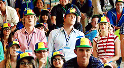 Characters from The Internship movie laughing and wearing hats