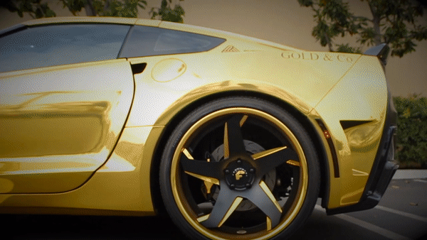 Sexy Gold Corvette Showing Off Her Stuff