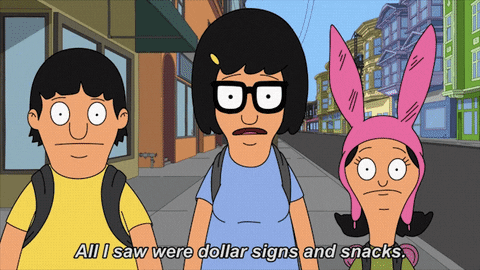 GIF of Bob's Burgers where Gene tells Tina she flew too close to the Sun Chips.