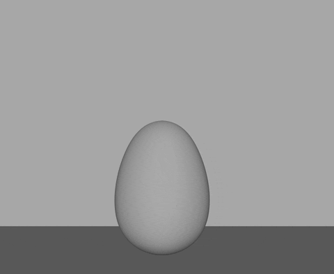 a computer generated animation of a yolk jumping from an egg