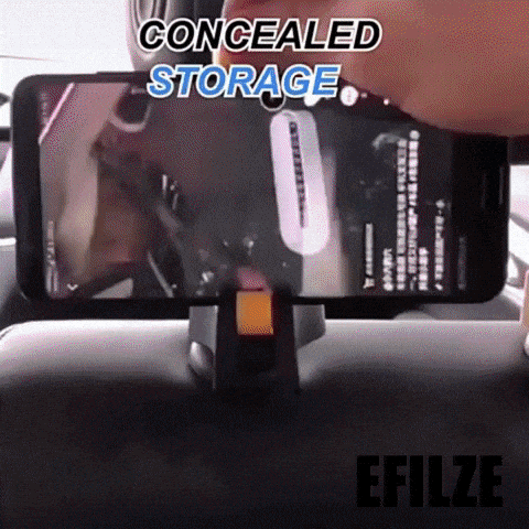 Car Headrest Hook with Phone Holder GIF 2 - Efilze life hacks