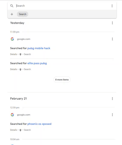 Delete Past searches on Google