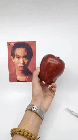 Carving apple in random gifs