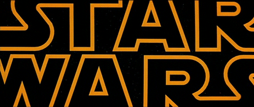 Star Wars título, letras amarillo 